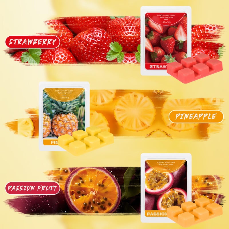 SCENTORINI Wax Melts  6 Pack Scented Wax Cubes Wax Melts Strong Scent  Soy Wax for Wax Warmer - Mint  Watermelon  Strawberry  Mango  Passion Fruit  Pineapple - Image 3